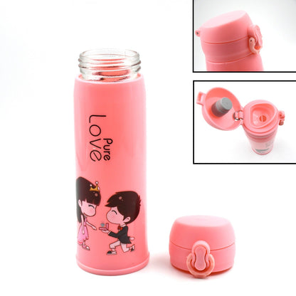 Pure Love outdoor sport water bottle 500ml leak proof BPA - free for travel cold and hot water glass water bottle with daily water intake for gym and children, Fridge, for Home, Office, School (MOQ : - 80 Pc) - infinityexculsivestore.com