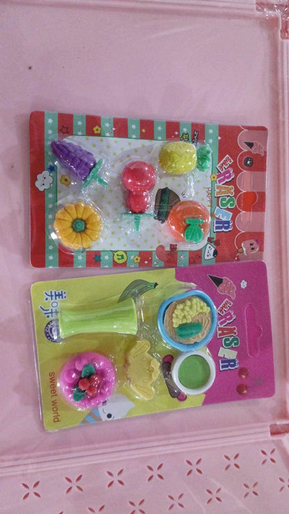 3D Mix Design Fancy & Stylish Colorful Erasers, Mini Eraser Creative Cute Novelty Eraser for Children Different Designs Eraser Set for Return Gift, Birthday Party, School Prize (1 Set) - infinityexculsivestore.com