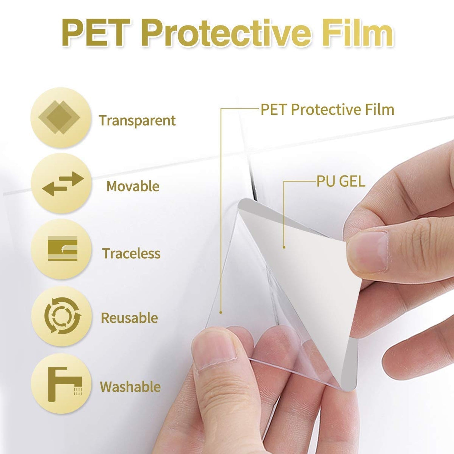 New Double Side Tape Sticker Strong Waterproof Wall Indoor Nano Adhesive No Trace Gel Clear Industrial Multipurpose Removable Use for Bedroom, Home, Kitchen, Hotel (0.6mmx1pc) - infinityexculsivestore.com