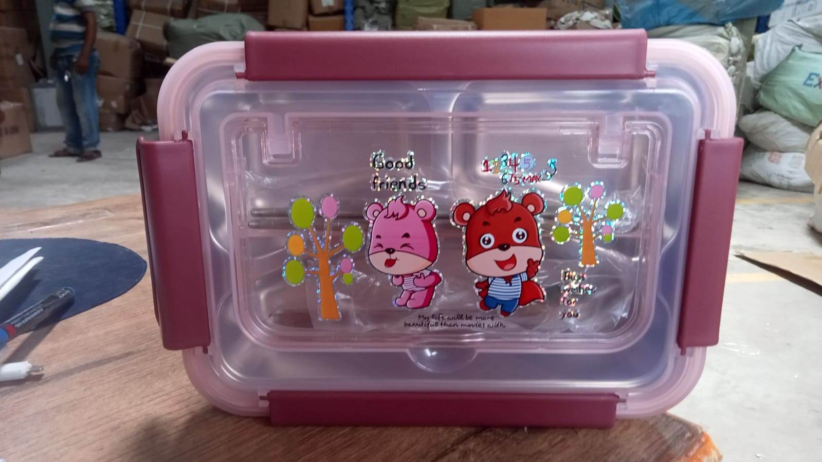 Food‑Safe Materials Kids Lunch Box With steel Spoon & chopsticks Compartment is Designed Made of 304 Stainless Steel Easy to Clean for School for Camping for Work for Home, Office - infinityexculsivestore.com