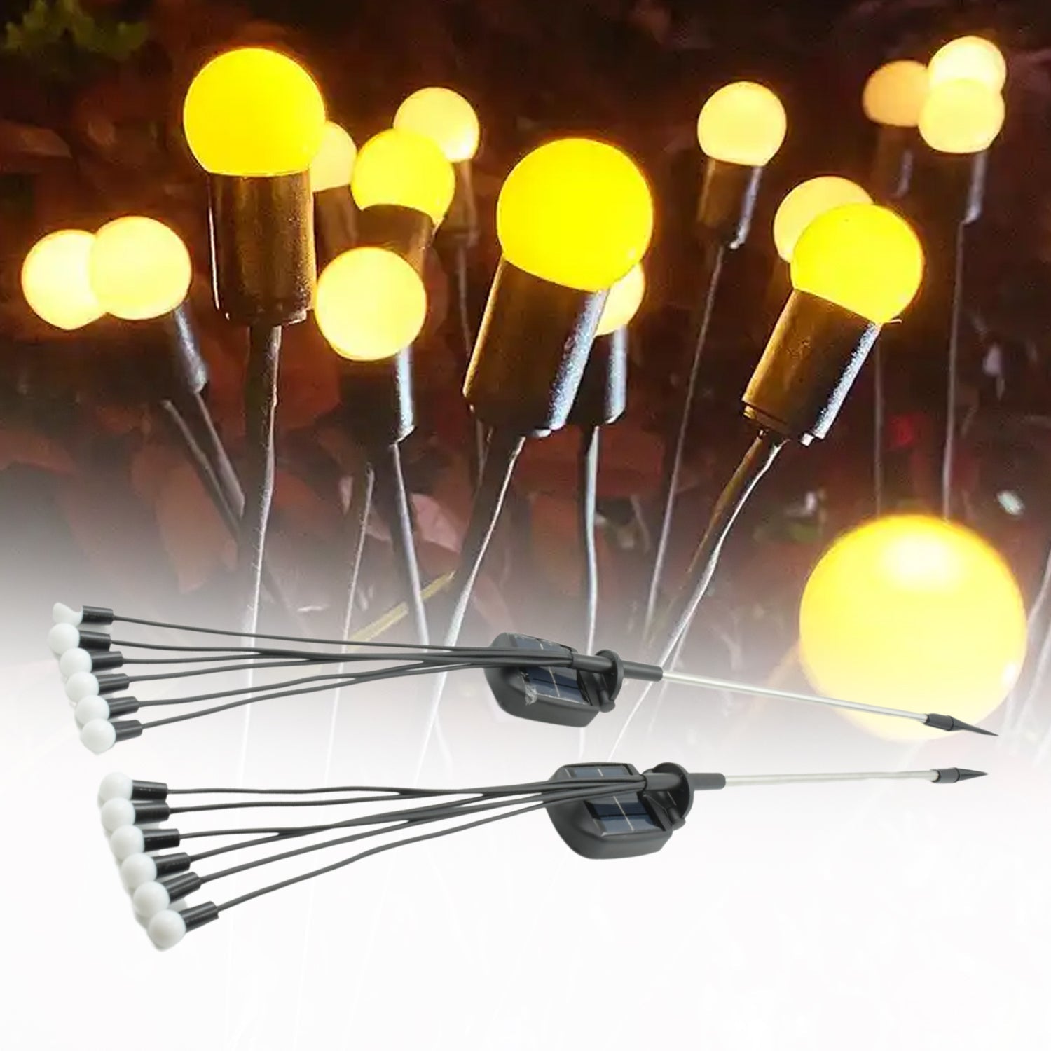 Solar Garden Lights, Solar - Powered Firefly Lamp, New Upgraded Solar Firefly Lights Outdoor Waterproof, Solar Outdoor Decorative Lights for Yard Gardening Patio Backyard Pathway Décor (2 PCS Set 12 LED (Warm Light)) - infinityexculsivestore.com