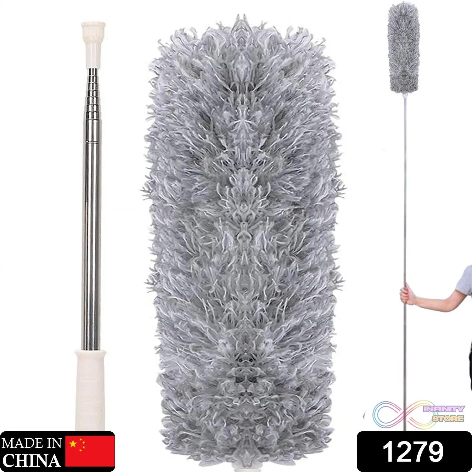 Microfiber Dusters for Cleaning, Telescoping Feather Duster with 100 inches Extendable Handle Pole, Dusting Cleaning Tools for Cleaning High Ceiling, Ceiling Fan, Blinds, Cobwebs, Furniture, Cars - infinityexculsivestore.com