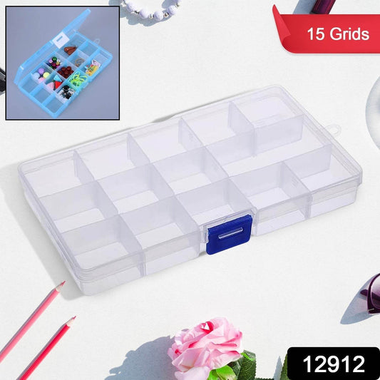 15 Grids Jewelry Organizer Plastic Jewelry Organizer Box Clear Jewelry Organizer Box Plastic Bead Organizers with Adjustable Dividers for Herbs Pills Bead, Jewelry, and Other Small Item (1 Pc) - infinityexculsivestore.com
