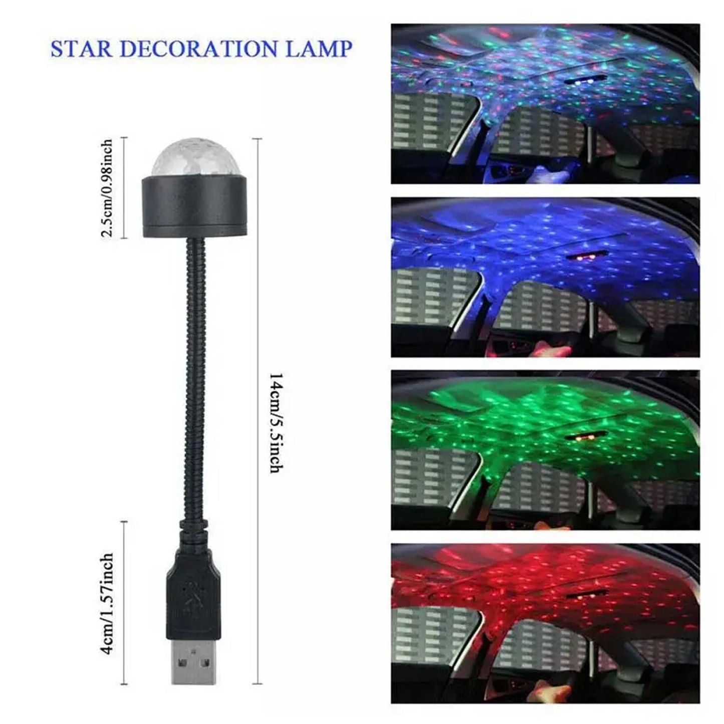USB Star Night Light Projector and Mini Disco Ball Light, Adjustable Auto Roof Interior Car Ceiling Lights, Flexible Atmosphere Strobe Light Decorations for Bedroom Car Party Ceiling - infinityexculsivestore.com