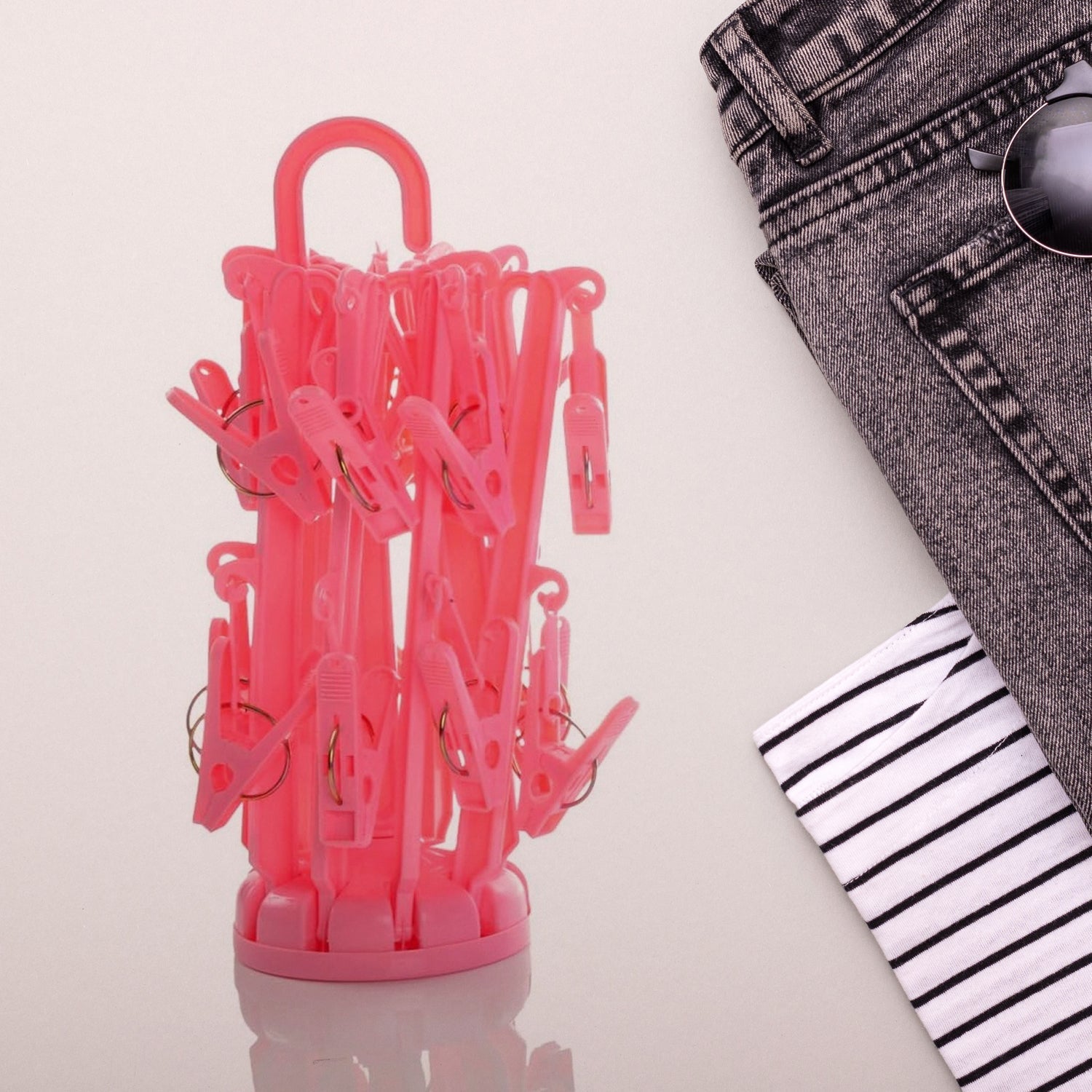 Plastic Foldable Underwear Hanging Dryer Clothes Clips Hanger Drying Rack, Clothes Hangers with 16 Clips, Clip Hanger Drip Hanger for Drying Underwear, Baby Clothes, Socks, Bras, Towel, Cloth Diapers, Gloves - infinityexculsivestore.com