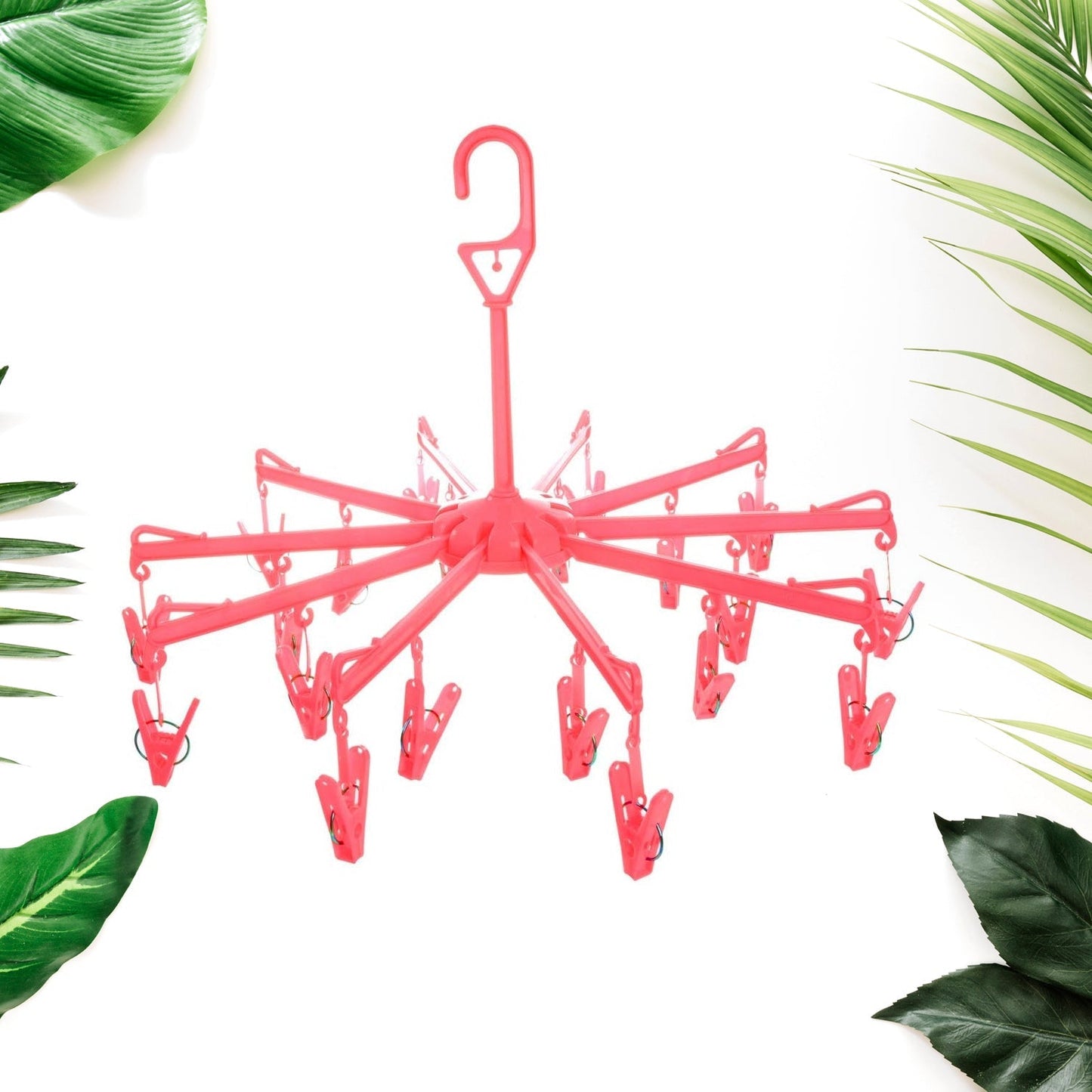 Plastic Foldable Underwear Hanging Dryer Clothes Clips Hanger Drying Rack, Clothes Hangers with 16 Clips, Clip Hanger Drip Hanger for Drying Underwear, Baby Clothes, Socks, Bras, Towel, Cloth Diapers, Gloves - infinityexculsivestore.com