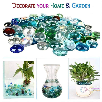 Glass Gem Stone, Flat Round Marbles Pebbles for Vase Fillers, Attractive pebbles for Aquarium Fish Tank. - infinityexculsivestore.com