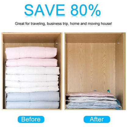 Vacuum Storage Bags with Suction Pump & Shirt clips - Vacuum Bags - Big Capacity Vacuum Seal Bags for Travel Clothes Blankets Pillows, Compression Bags | Space Saver Vacuum Storage Bags (5 Pcs Set) - infinityexculsivestore.com