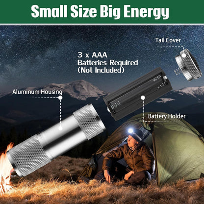 Portable Mini Torch, Super - Bright Mini 9 LED Bulb Pocket Torches - Torch Flashlight for Camping, Hiking, DIY, Travelling, Outdoors and More 3 Battery operated (Battery not included / 1 pc / Mix Color) - infinityexculsivestore.com