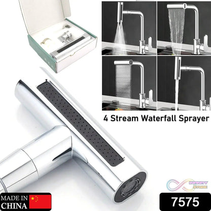 Multifunction Shower Waterfall Kitchen Faucet, 360° Rotation Waterfall Kitchen Faucet, Touch Kitchen Faucet, Faucet Extender for Kitchen Sink, Swivel Waterfall Kitchen Faucet for Washing Vegetable Fruit (4 In 1 ) - infinityexculsivestore.com