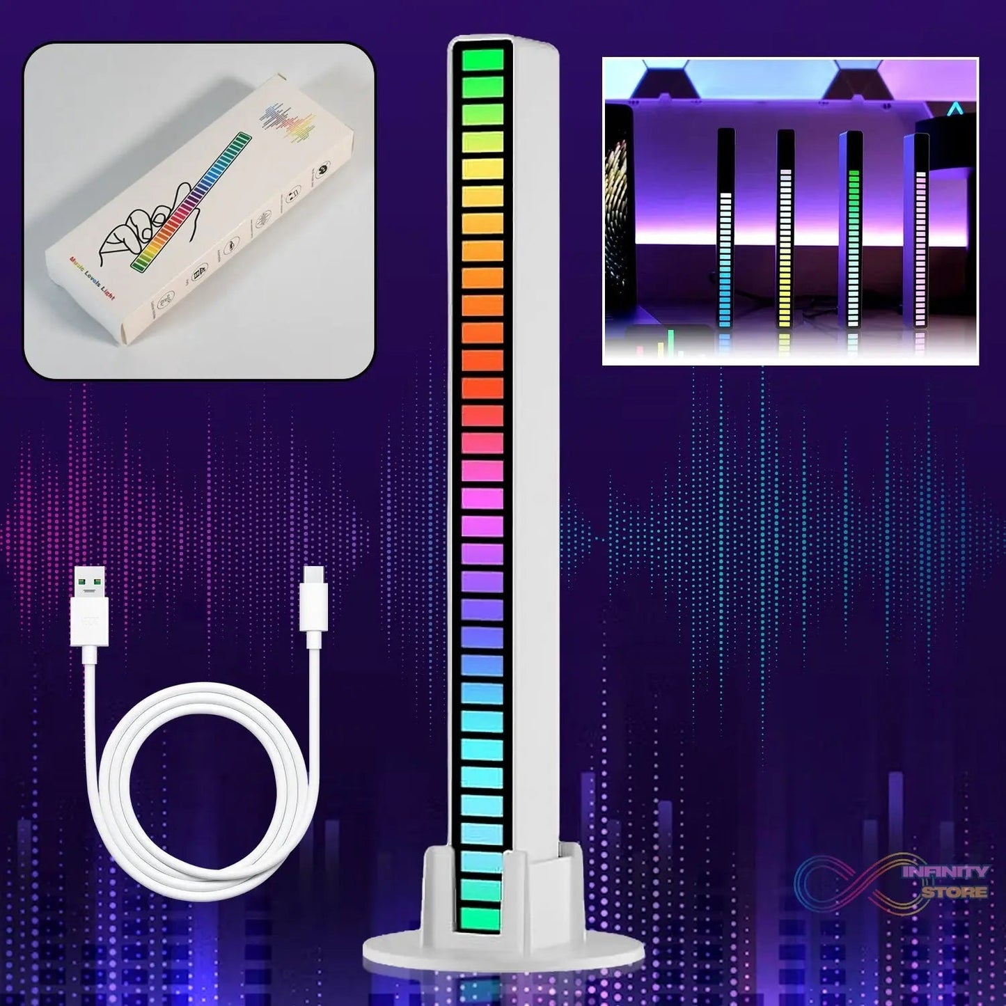 Rhythm Lights, AGC Automatic Gain Control 32 Colorful RGB Light Adjustable Pickup Rhythm Lights, RGB LED Voice - Activated Rhythm Light Car Home Sound Control Ambient Light (1 Pc) - infinityexculsivestore.com