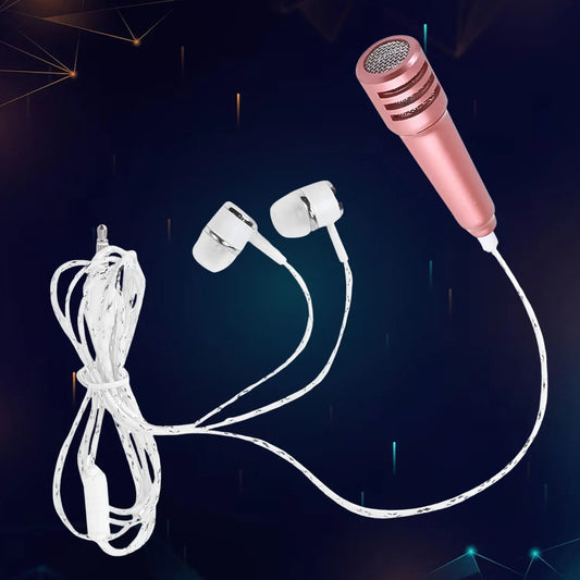 Mini Microphone Mic with Earphone for Voice Recording, Mike Mic Microphone with Handsfree for Mobile Computer, Headphone Handfree Earphone Usb Microphone Vocal Gift Miniature Children (1 Pc) - infinityexculsivestore.com