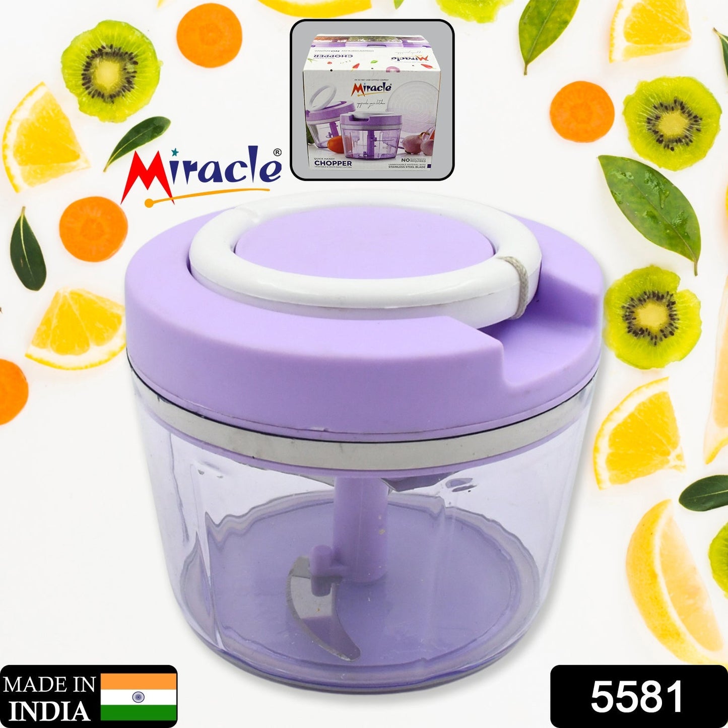 Miracle Ring Chopper, Quick Handy Chopper, Vegetable and Fruit Chopper With Lid | Chop in 10 Seconds | Mini Portable Food Processor for Kitchen with 3 Blades for Effortless Chopping of Onion, Veggies - infinityexculsivestore.com