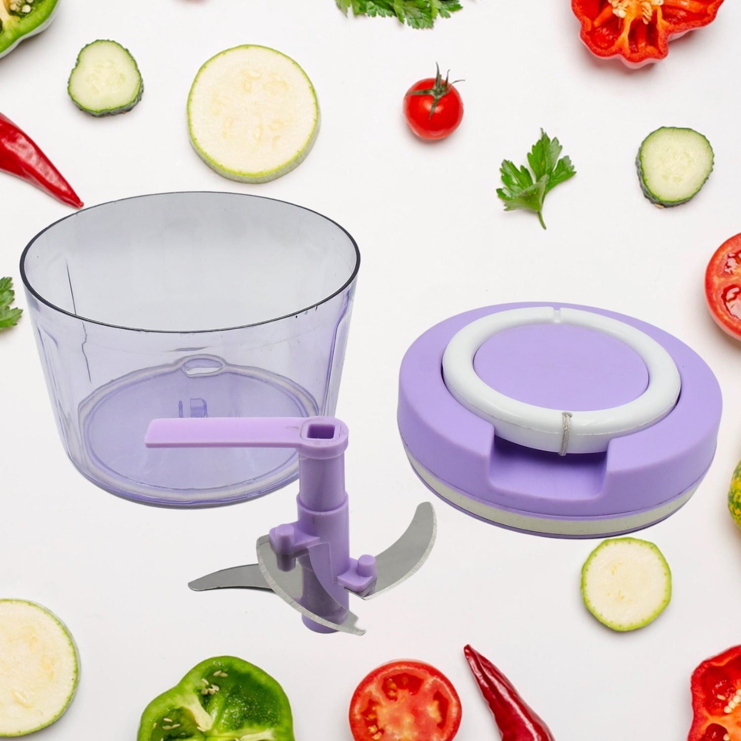 Miracle Ring Chopper, Quick Handy Chopper, Vegetable and Fruit Chopper With Lid | Chop in 10 Seconds | Mini Portable Food Processor for Kitchen with 3 Blades for Effortless Chopping of Onion, Veggies - infinityexculsivestore.com