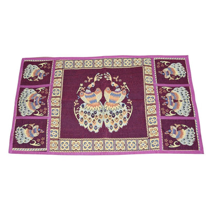 Cotton Fridge Top Cover Set - Standard, Appliance Covers Fridge Dustproof Cover with Peacock Deign 6 Utility Side Pockets Fridge Cover For All types Fridge Refrigerator Use (100x60CM) - infinityexculsivestore.com