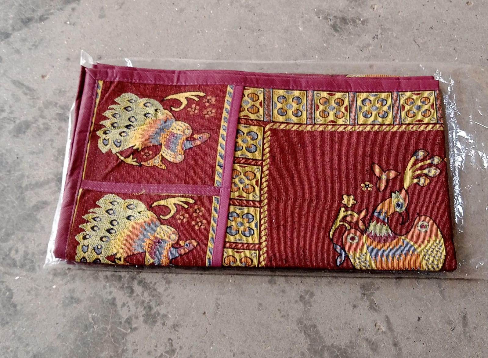 Cotton Fridge Top Cover Set - Standard, Appliance Covers Fridge Dustproof Cover with Peacock Deign 6 Utility Side Pockets Fridge Cover For All types Fridge Refrigerator Use (100x60CM) - infinityexculsivestore.com