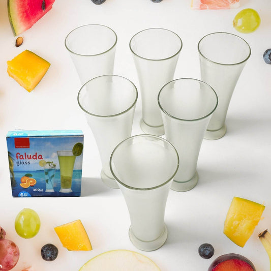 High Quality Faluda, ice cream, Juicer and Water Glasses Set of 6 Transparent, Drinking Water Glasses Stylish Glasses for Faluda, Water, Juice, Glass Set of 6 Pcs (300 ML Approx) - infinityexculsivestore.com