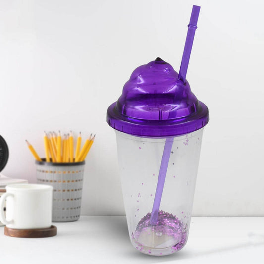 High Quality Plastic Creative Cold Drink Cup / Tumble, Reusable Tea Coffee Tumbler with Lid and Straw, Double Wall Plastic Drinking Sport Bottle, Travel Tumbler (1 Pc / Mix Color) - infinityexculsivestore.com