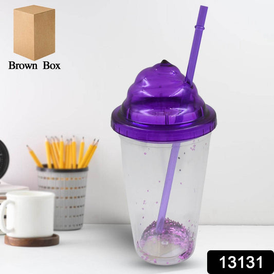 High Quality Plastic Creative Cold Drink Cup / Tumble, Reusable Tea Coffee Tumbler with Lid and Straw, Double Wall Plastic Drinking Sport Bottle, Travel Tumbler (1 Pc / Mix Color) - infinityexculsivestore.com