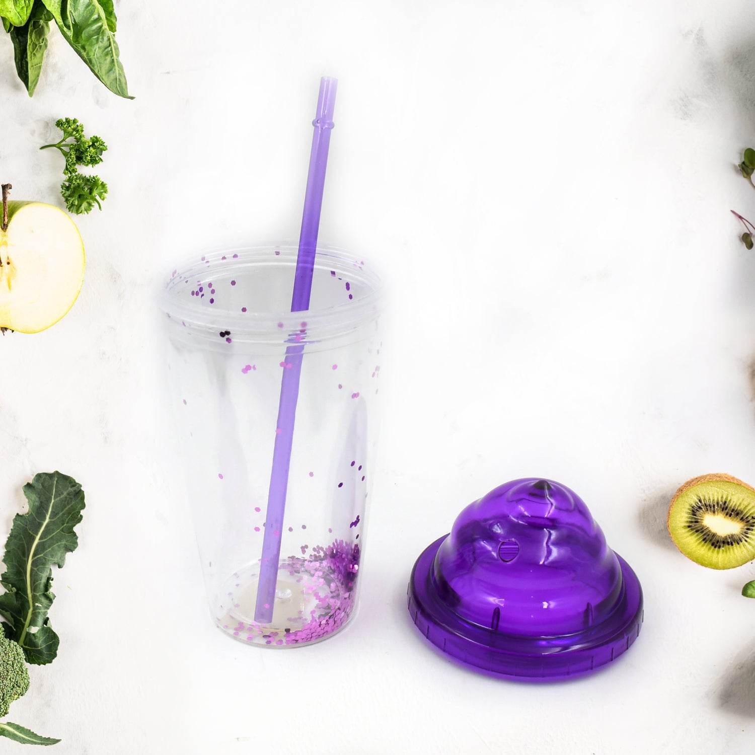 High Quality Plastic Creative Cold Drink Cup / Tumble, Reusable Tea Coffee Tumbler with Lid and Straw, Double Wall Plastic Drinking Sport Bottle, Travel Tumbler (1 Pc / Mix Color) - infinityexculsivestore.com