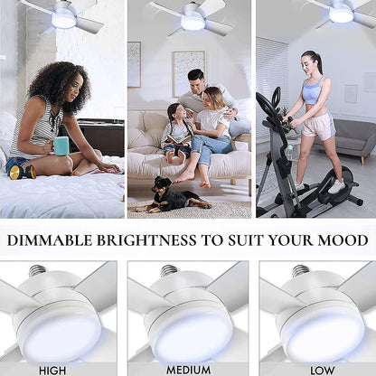 Socket Fan Light Original - Cool Light LED – Ceiling Fans with Lights and Remote Control, Replacement for Lightbulb - Bedroom, Kitchen, Living Room,1000 Lumens / 5000 Kelvins Cool LEDs (Remote Battery Not Included) - infinityexculsivestore.com