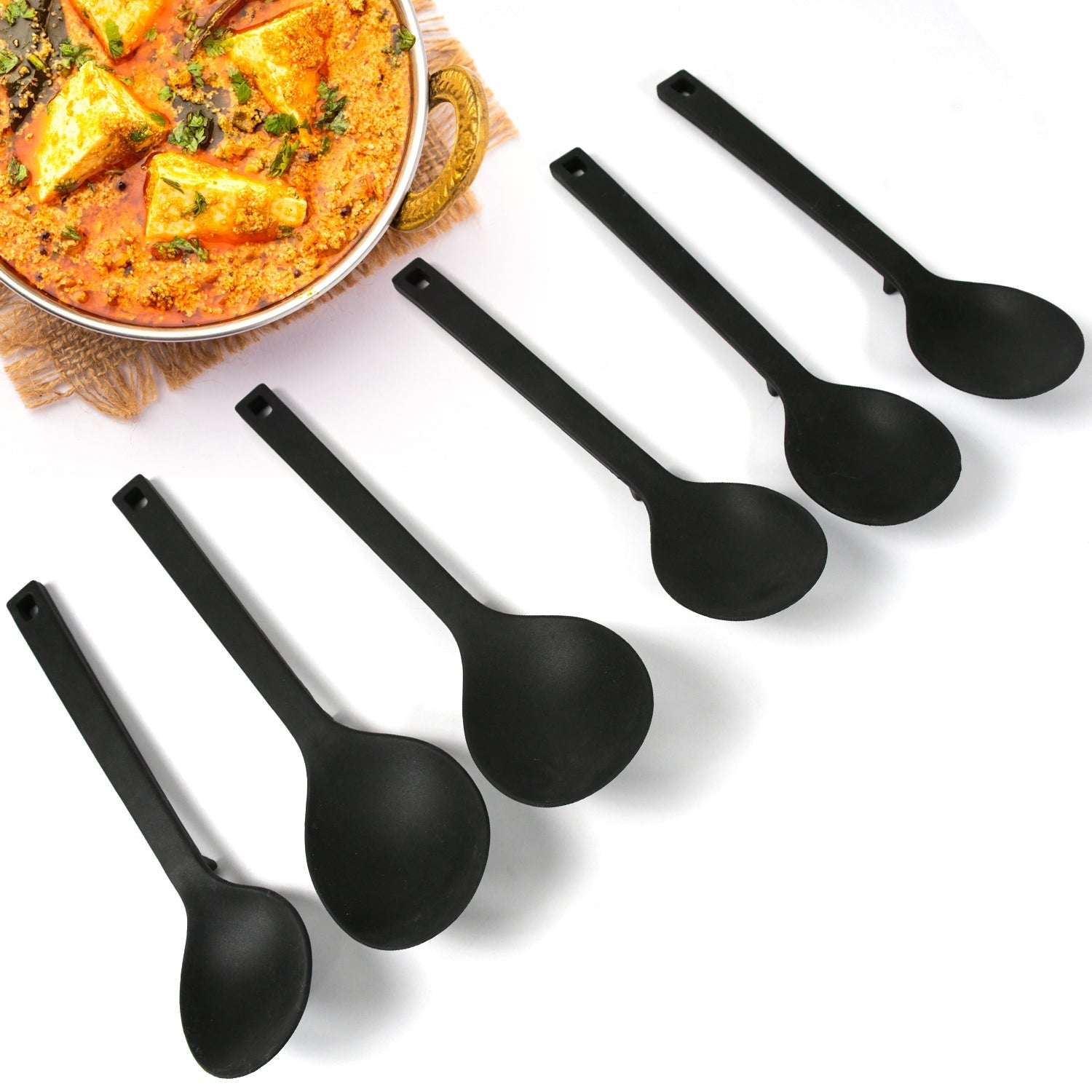Multipurpose Silicone Spoon, Silicone Basting Spoon Non - Stick Kitchen Utensils Household Gadgets Heat - Resistant Non Stick Spoons Kitchen Cookware Items For Cooking and Baking (6 Pcs Set) - infinityexculsivestore.com