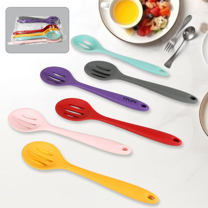 Multipurpose Silicone Spoon, Silicone Basting Spoon Non - Stick Kitchen Utensils Household Gadgets Heat - Resistant Non Stick Spoons Kitchen Cookware Items For Cooking and Baking (6 Pcs Set) - infinityexculsivestore.com