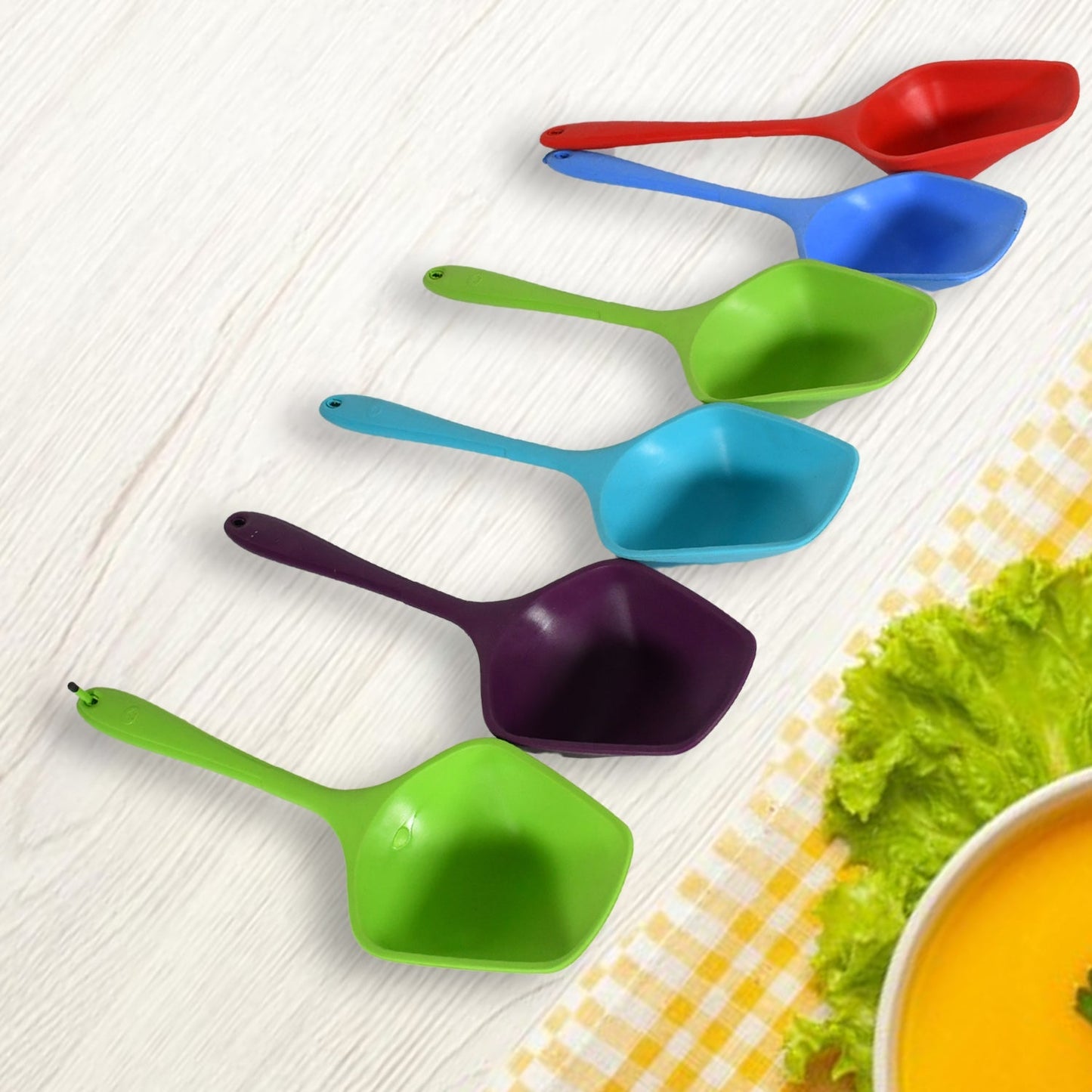 Multipurpose Silicone Spoon, Silicone Basting Spoon Non - Stick Kitchen Utensils Household Gadgets Heat - Resistant Non Stick Spoons Kitchen Cookware Items For Cooking and Baking (6 Pcs Set) - infinityexculsivestore.com