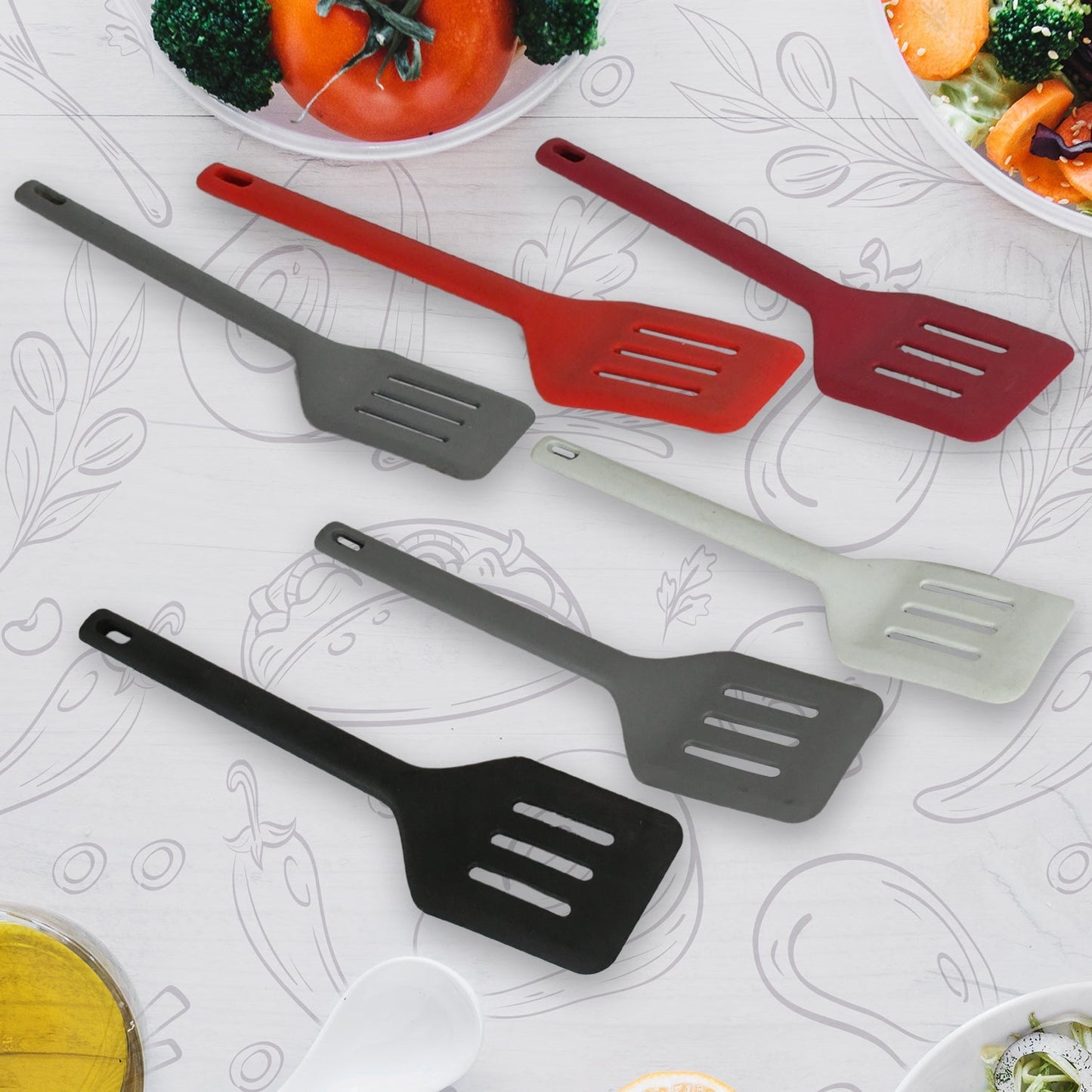 Multipurpose Silicone Spoon, Silicone Basting Spoon Non - Stick Kitchen Utensils Household Gadgets Heat - Resistant Non Stick Spoons Kitchen Cookware Items For Cooking and Baking (6 Pcs Set) - infinityexculsivestore.com