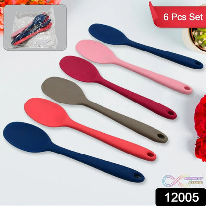 Multipurpose Silicone Spoon, Silicone Basting Spoon Non - Stick Kitchen Utensils Household Gadgets Heat - Resistant Non Stick Spoons Kitchen Cookware Items For Cooking and Baking (6 Pcs Set) - infinityexculsivestore.com