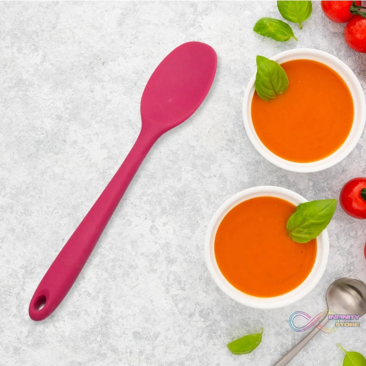 Multipurpose Silicone Spoon, Silicone Basting Spoon Non - Stick Kitchen Utensils Household Gadgets Heat - Resistant Non Stick Spoons Kitchen Cookware Items For Cooking and Baking (6 Pcs Set) - infinityexculsivestore.com