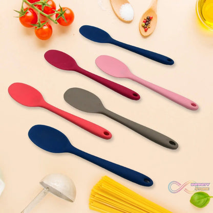 Multipurpose Silicone Spoon, Silicone Basting Spoon Non - Stick Kitchen Utensils Household Gadgets Heat - Resistant Non Stick Spoons Kitchen Cookware Items For Cooking and Baking (6 Pcs Set) - infinityexculsivestore.com