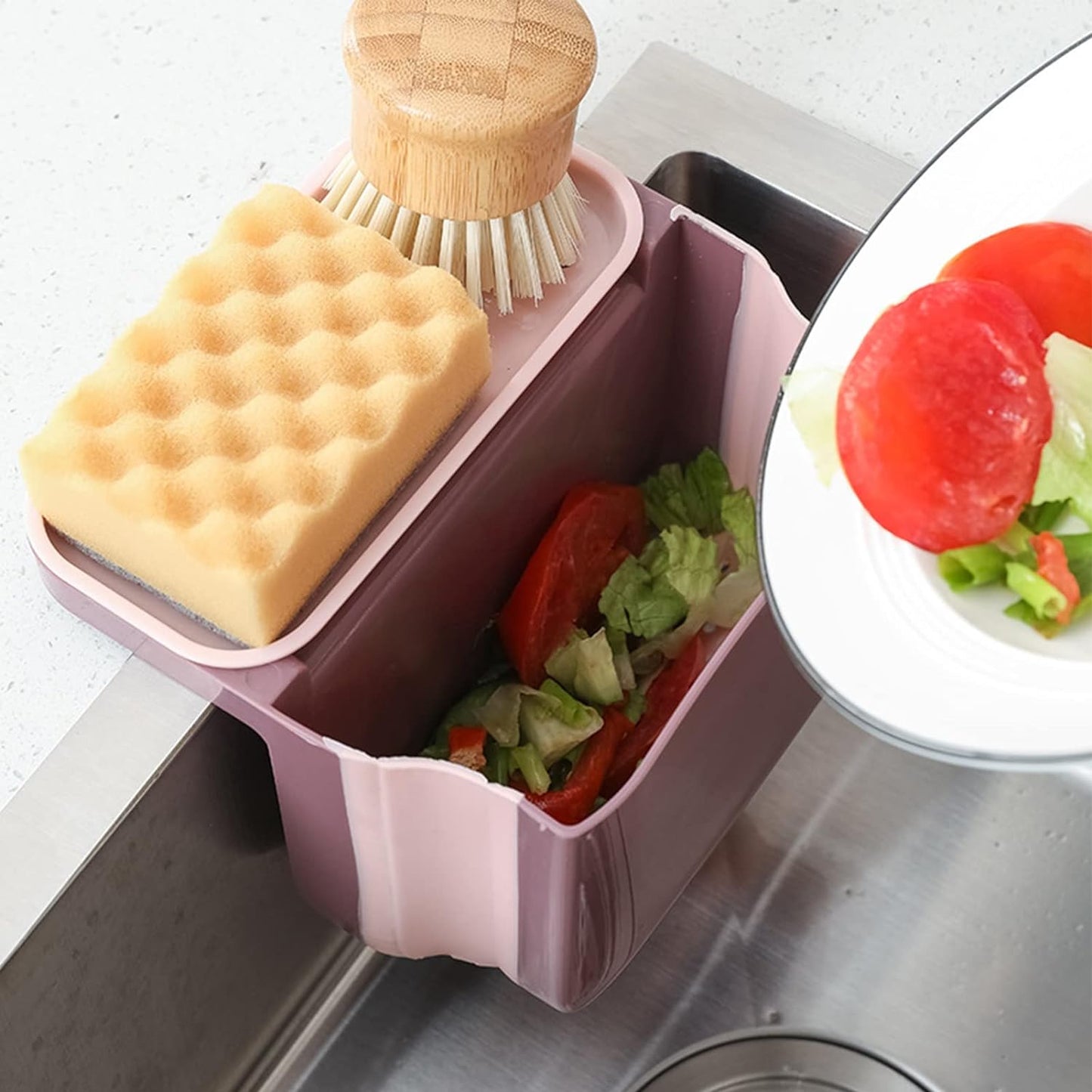 Small Multifunction Sink Drain Basket - Universal & Foldable - Sink Trash Holder Sink Side Storage Drainer Strainer Basket, Foldable Kitchen Sink Drain Strainer for Food,Dish Drainer for Fruits, Vegetables - infinityexculsivestore.com
