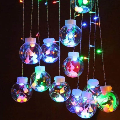 12 Wish Balls Window Curtain String Lights with 8 Flashing Modes Decoration for Home Decoration, Diwali & Wedding LED Christmas Light Indoor and Outdoor Light ,Festival Decoration (Plastic, Multi Color) - infinityexculsivestore.com
