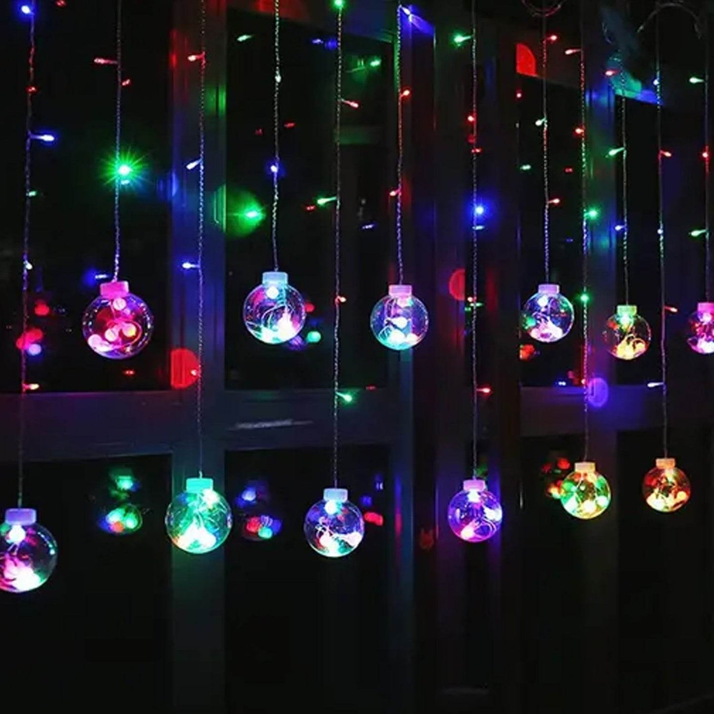12 Wish Balls Window Curtain String Lights with 8 Flashing Modes Decoration for Home Decoration, Diwali & Wedding LED Christmas Light Indoor and Outdoor Light ,Festival Decoration (Plastic, Multi Color) - infinityexculsivestore.com