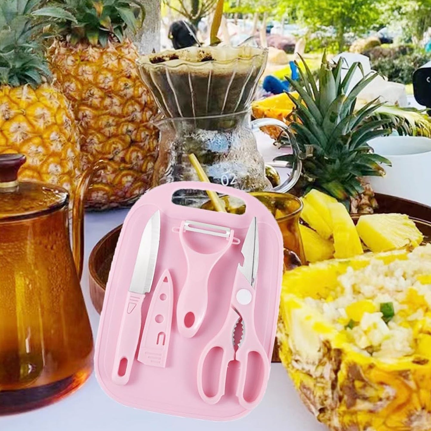 Mini Travel Cutting Board Set, 4 Pcs Portable Mini Camping Plastic Cutting Board & Knife, Fruits & Vegetable Peeler Scissors, Kitchen Knives Set, for travel, picnic, camping, outdoor, park (4 Pc Set) - infinityexculsivestore.com