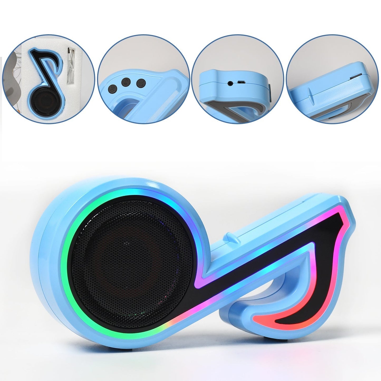 Mini Portable Music Note Shape Speaker Subwoofer Colorful Musical Note LED Lighting Sound For Creatives Gift Computer Phone Sound Equipment Bluetooth speaker (Media Player) - infinityexculsivestore.com