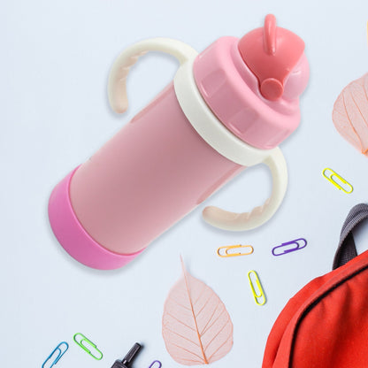 Stainless Steel Water Bottle With Handle & Straw Leak Proof, Rust Proof, Hot & Cold Drinks, Gym Sipper BPA Free Food Grade Quality, Steel fridge Bottle For office / Gym / School (350 Ml) - infinityexculsivestore.com