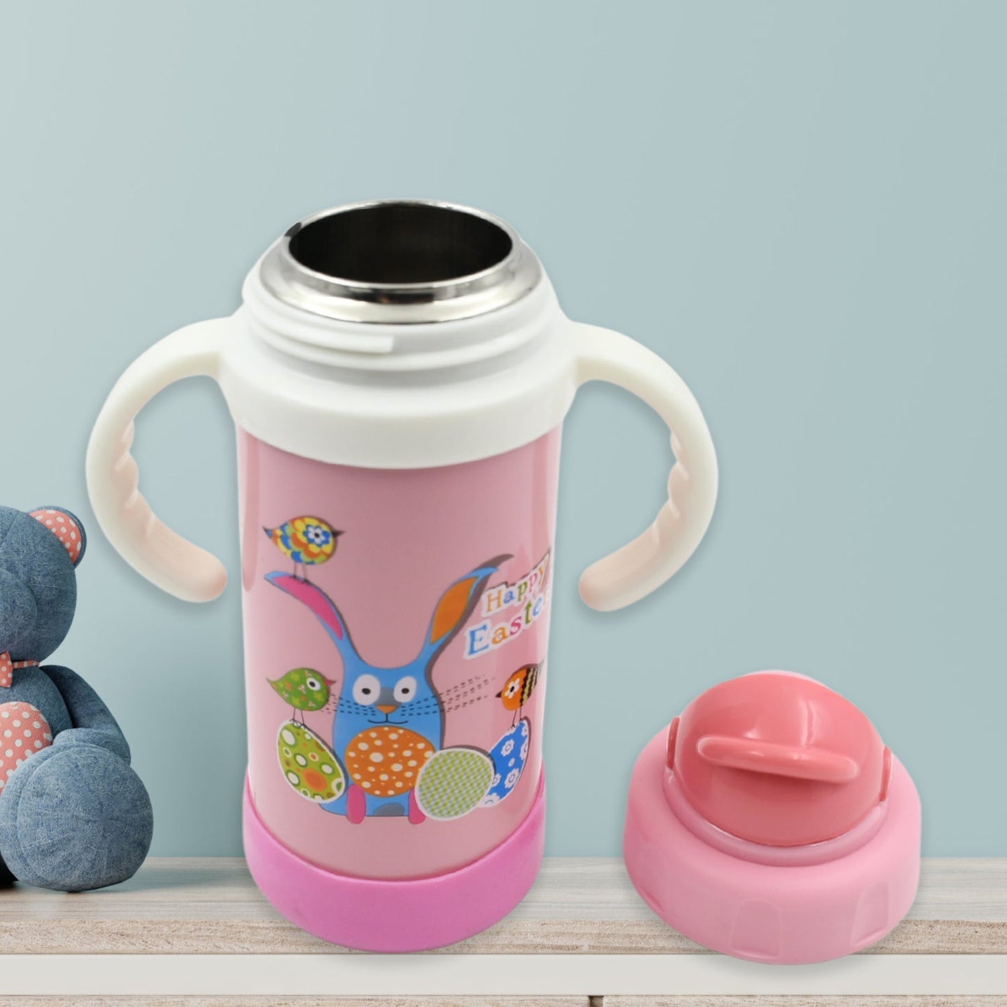 Stainless Steel Water Bottle With Handle & Straw Leak Proof, Rust Proof, Hot & Cold Drinks, Gym Sipper BPA Free Food Grade Quality, Steel fridge Bottle For office / Gym / School (350 Ml) - infinityexculsivestore.com