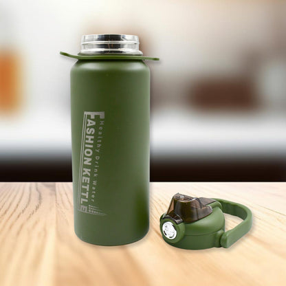 Stainless Steel Water Bottle with Straw, Strap & Handle Vacuum Insulated Thermos Flask Double - Walled Coffee Thermos Flask Leak - proof Water Bottle for Sports, Fitness, Gym (1500ML) - infinityexculsivestore.com