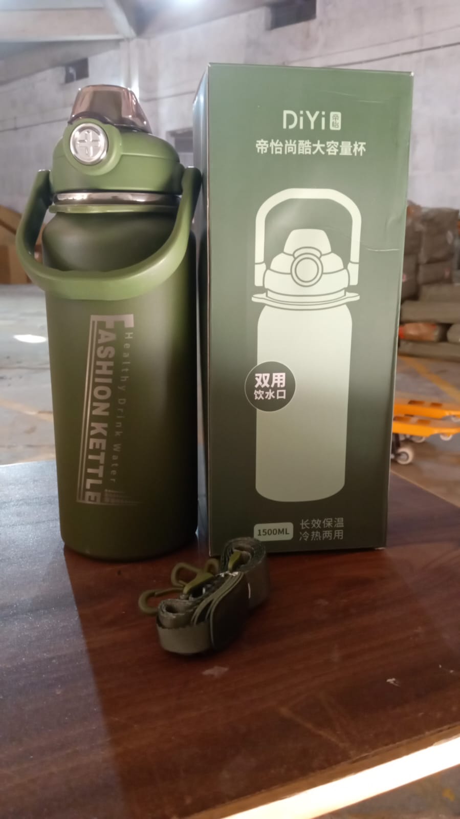 Stainless Steel Water Bottle with Straw, Strap & Handle Vacuum Insulated Thermos Flask Double - Walled Coffee Thermos Flask Leak - proof Water Bottle for Sports, Fitness, Gym (1500ML) - infinityexculsivestore.com