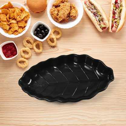 Invitation Round Ceramic Snacks Bowl With Plastic Leaf shape Serving platter Portable, Lightweight Breakfast, Serving Bowl | Ideal for Rice, Pasta, Desserts Home & Kitchen Serving Bowl & platter (8 Pcs set) - infinityexculsivestore.com