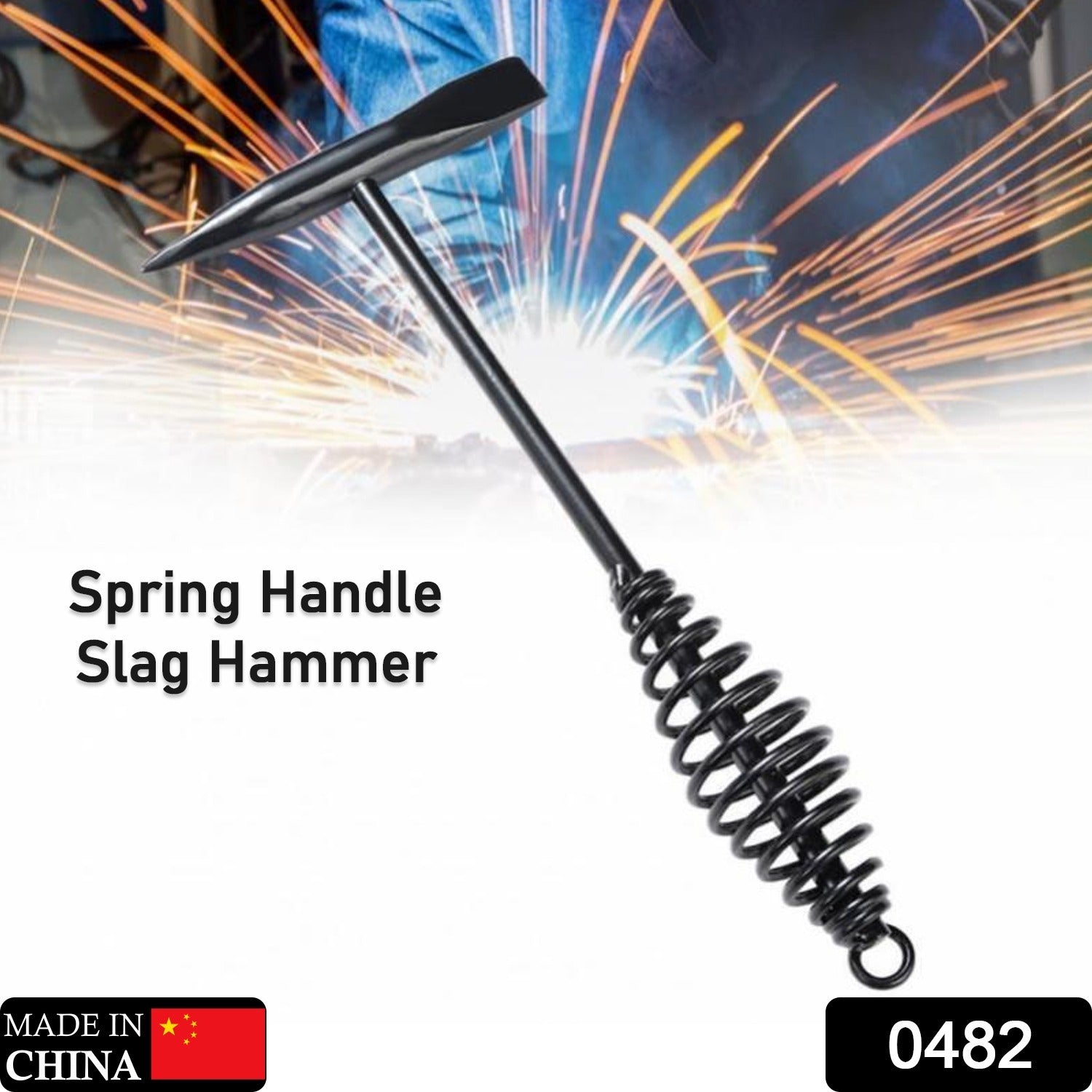 Welding Slag Removal Tool Chipping Hammer with Coil Spring Handle, Mufti Functional for Cleaning Removing Slag Industrial Weld Slag Spatter Removal Tool Welding Hammer, for Machinery Electrician (1 Pc ) - infinityexculsivestore.com