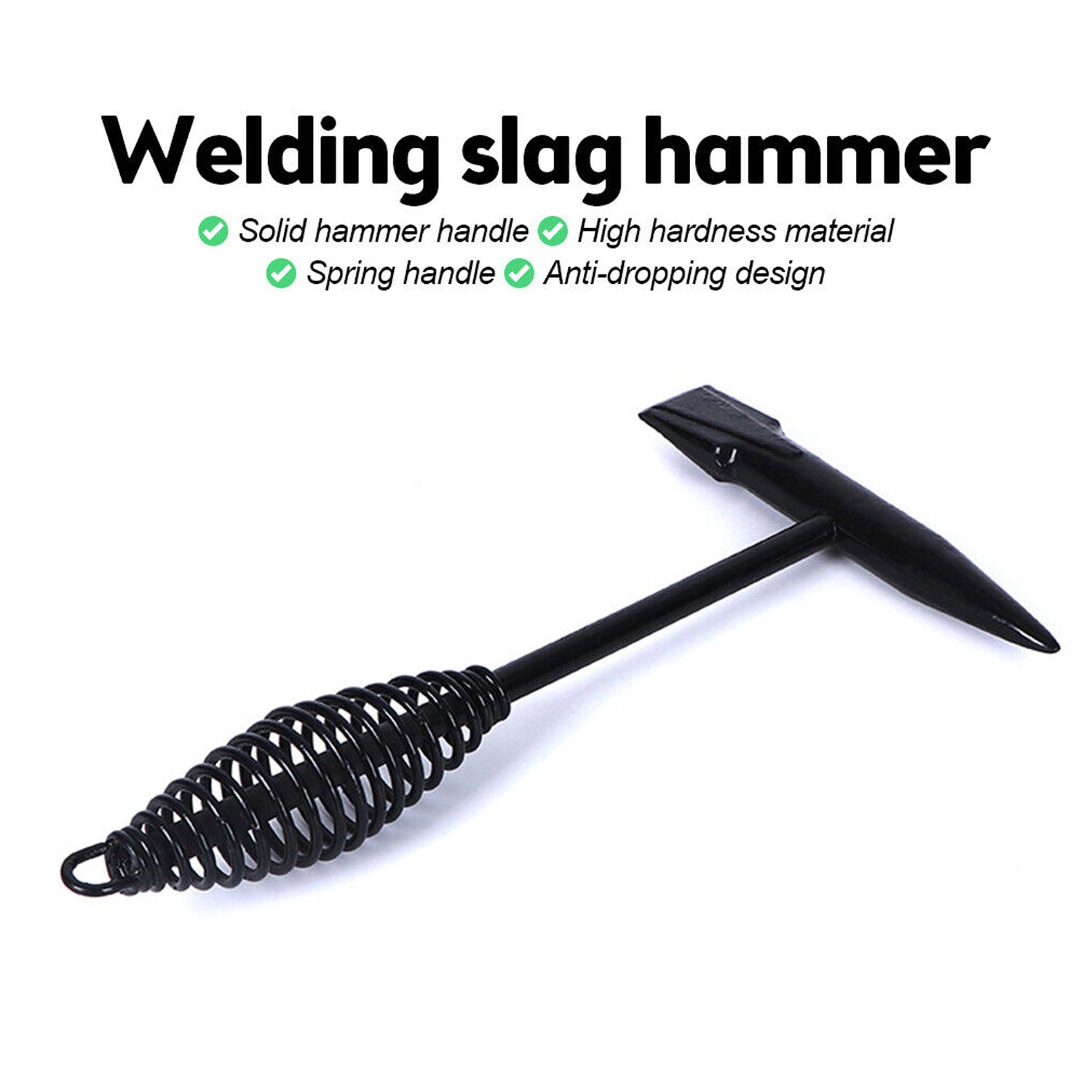 Welding Slag Removal Tool Chipping Hammer with Coil Spring Handle, Mufti Functional for Cleaning Removing Slag Industrial Weld Slag Spatter Removal Tool Welding Hammer, for Machinery Electrician (1 Pc ) - infinityexculsivestore.com
