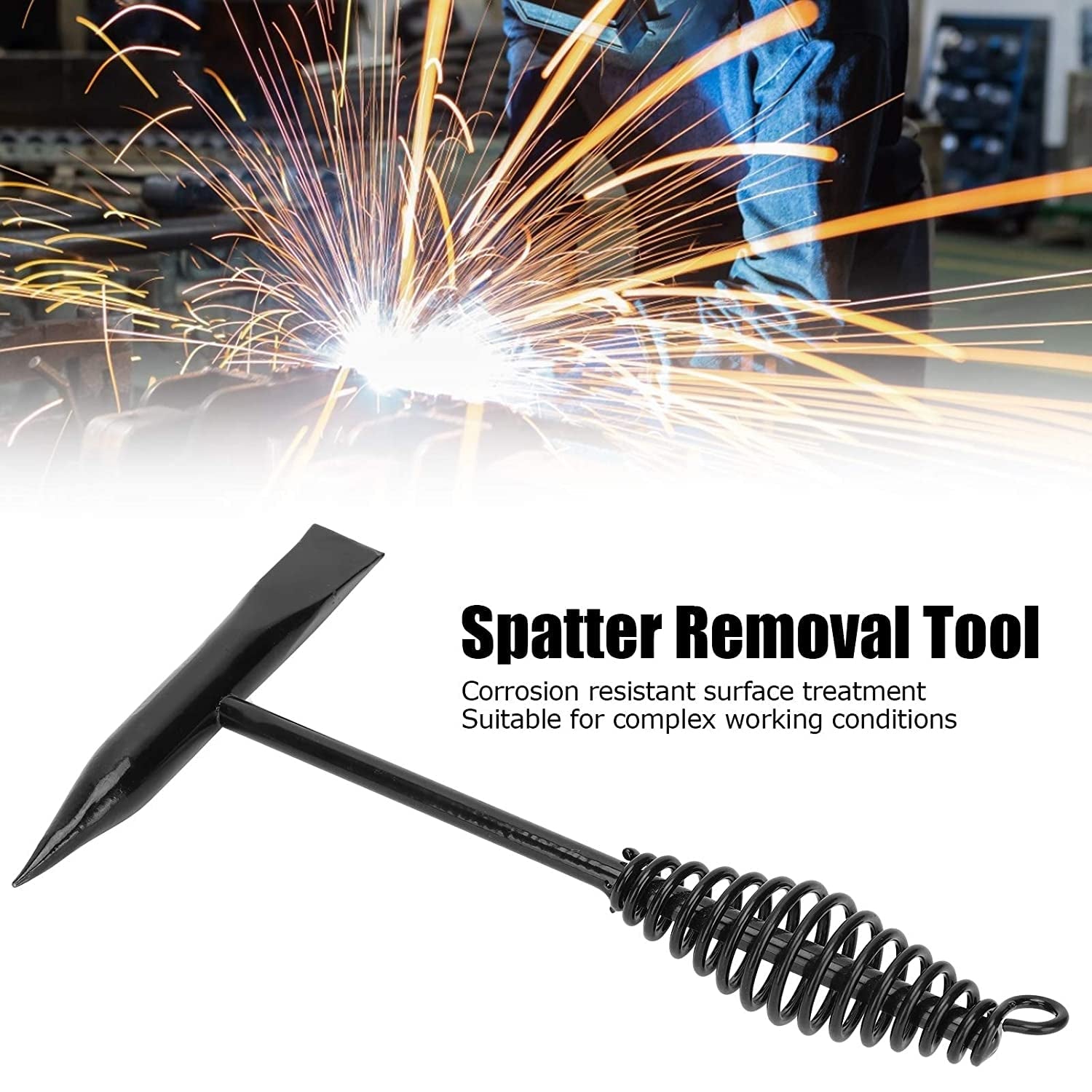 Welding Slag Removal Tool Chipping Hammer with Coil Spring Handle, Mufti Functional for Cleaning Removing Slag Industrial Weld Slag Spatter Removal Tool Welding Hammer, for Machinery Electrician (1 Pc ) - infinityexculsivestore.com