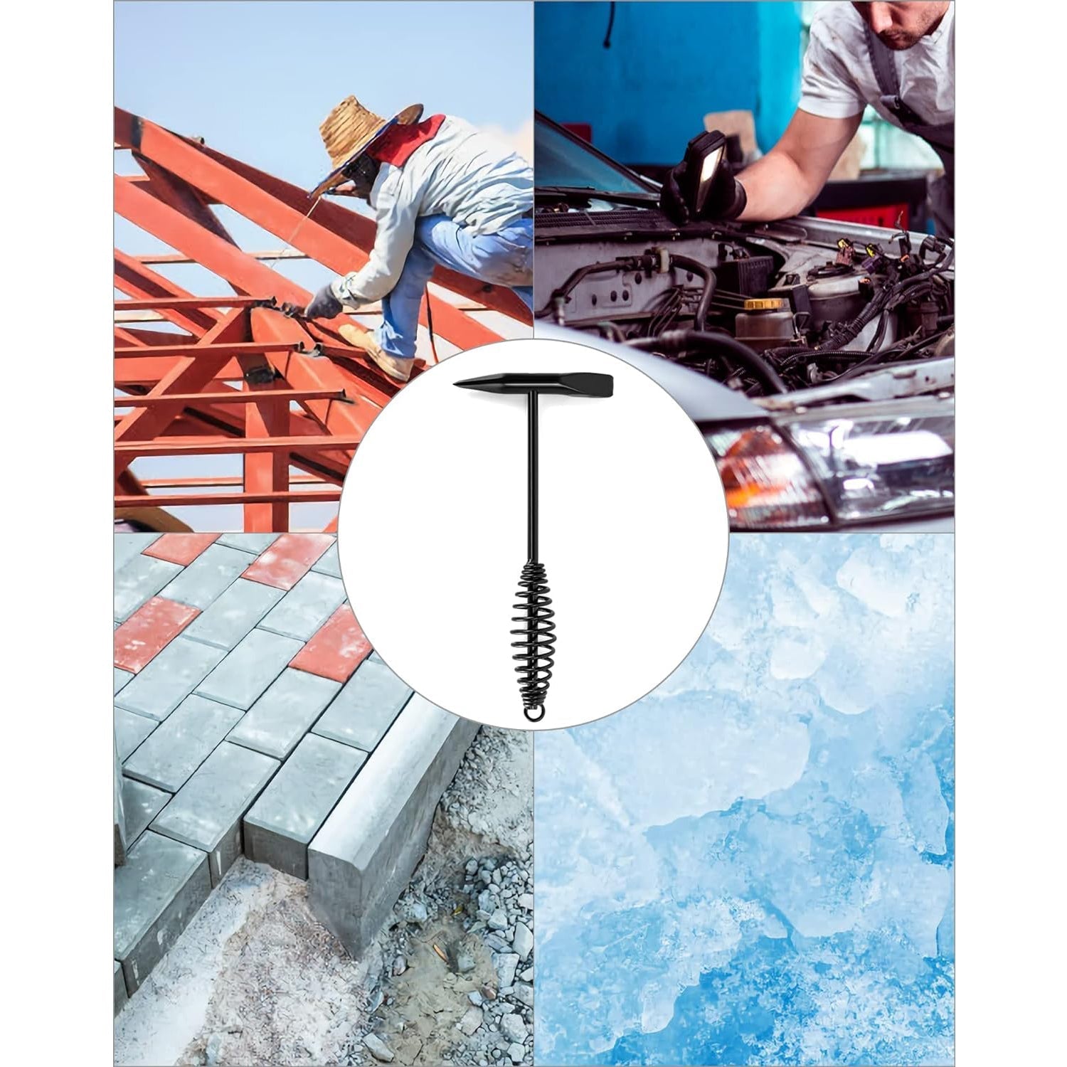 Welding Slag Removal Tool Chipping Hammer with Coil Spring Handle, Mufti Functional for Cleaning Removing Slag Industrial Weld Slag Spatter Removal Tool Welding Hammer, for Machinery Electrician (1 Pc ) - infinityexculsivestore.com