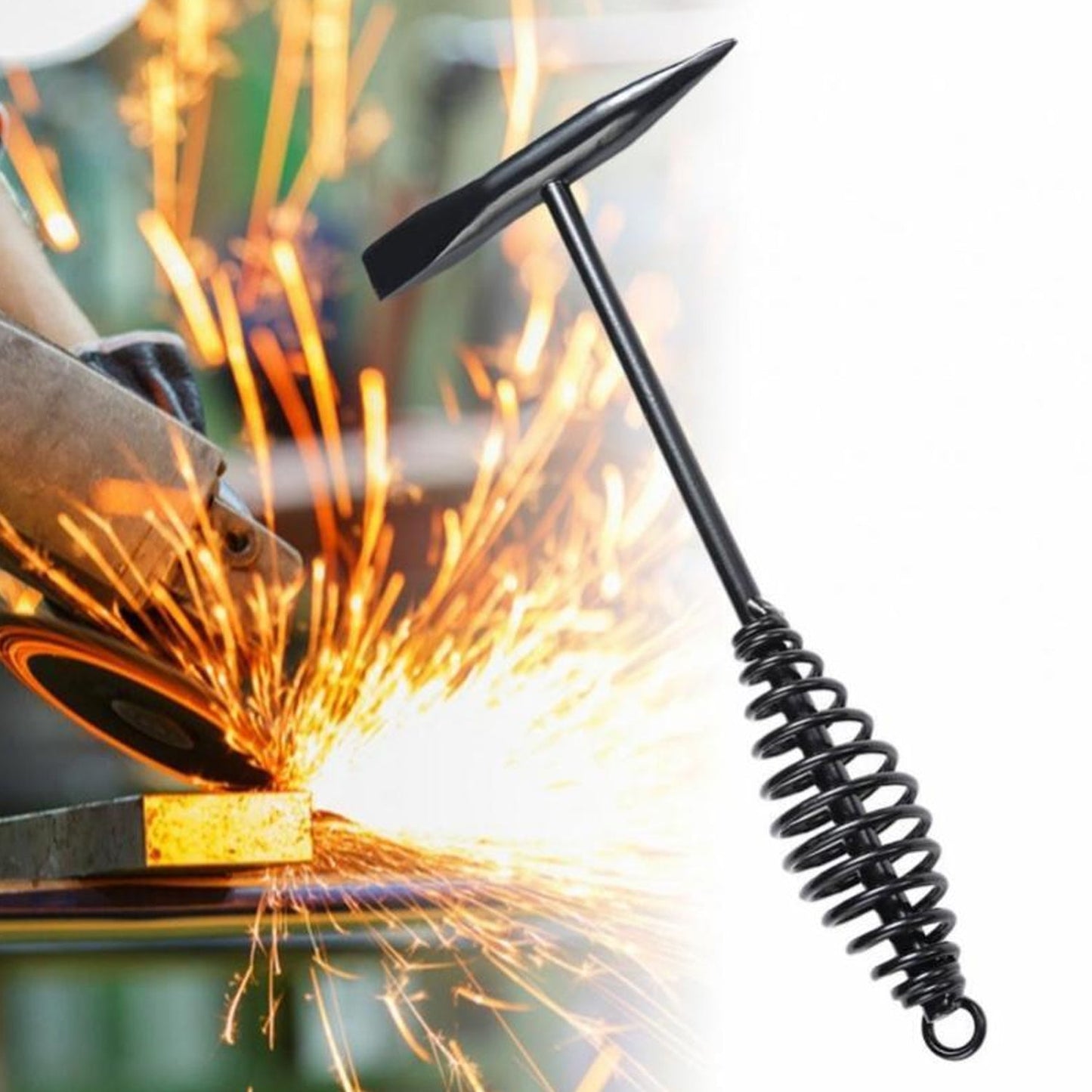 Welding Slag Removal Tool Chipping Hammer with Coil Spring Handle, Mufti Functional for Cleaning Removing Slag Industrial Weld Slag Spatter Removal Tool Welding Hammer, for Machinery Electrician (1 Pc ) - infinityexculsivestore.com