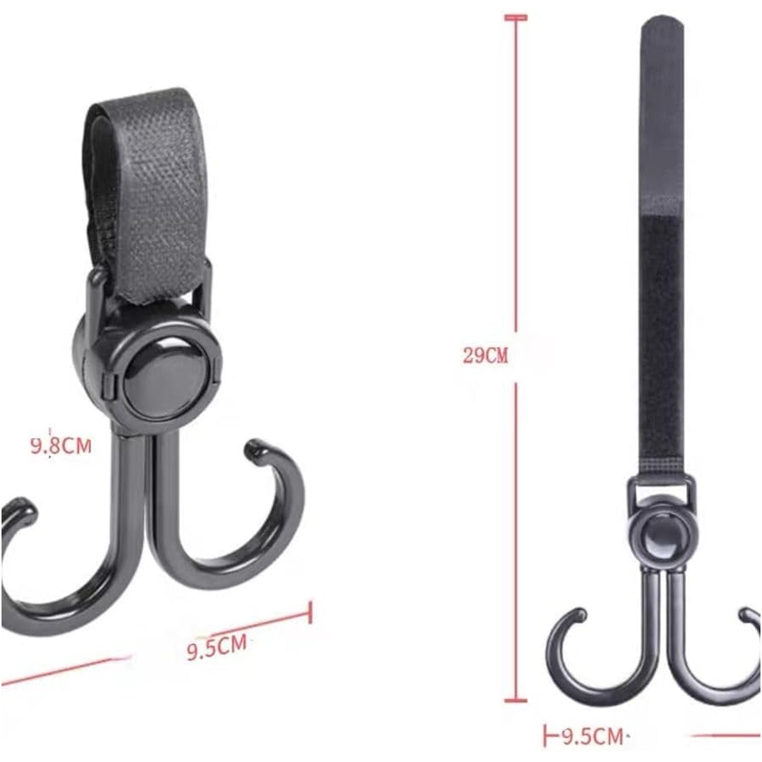 Multi - Purpose Strong Pushchair Hook Baby Carriage Hook 360Degree Rotating Black Stroller for Hanging Bag, Baby Carriage Hook for Cars, Wheelchairs, Walking Aids, Bicycles, Shopping Trolley, Bicycles (1 Pc) - infinityexculsivestore.com