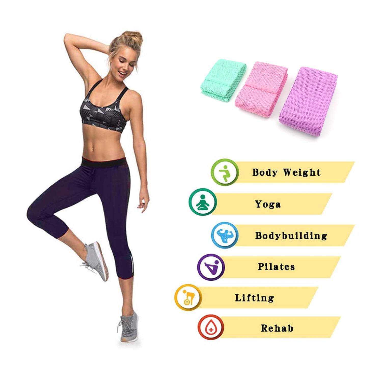 Hip Bands Booty Bands Wide Workout Bands, Resistance Exercise Bands for Legs and Butt, Resistance Loop Bands Anti Slip Circle Fitness Band Elastic Sports Bands Fitness Bands for Women Men Strength Training (3 Pcs Set) - infinityexculsivestore.com