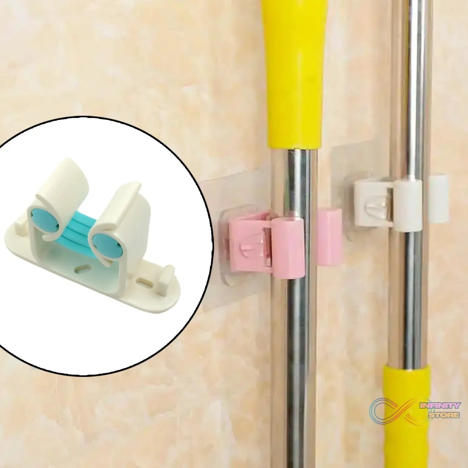 Multifunctional Holder With 4 Screw Wall Mounted Broom Organizer Cleaning Tools Holder Hanger, Hanging Hook for Bathroom Kitchen, Multi Function Holder Garage Clip Bike Hanger Wall Mount Set (1 Pc) - infinityexculsivestore.com